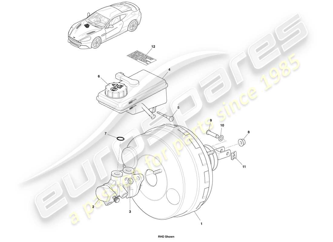 aston martin vanquish (2014) master cylinder & reservoir part diagram