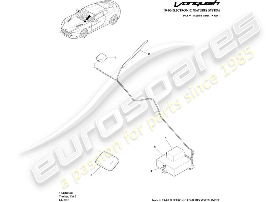 aston martin vanquish (2018) cat-5 tracker part diagram