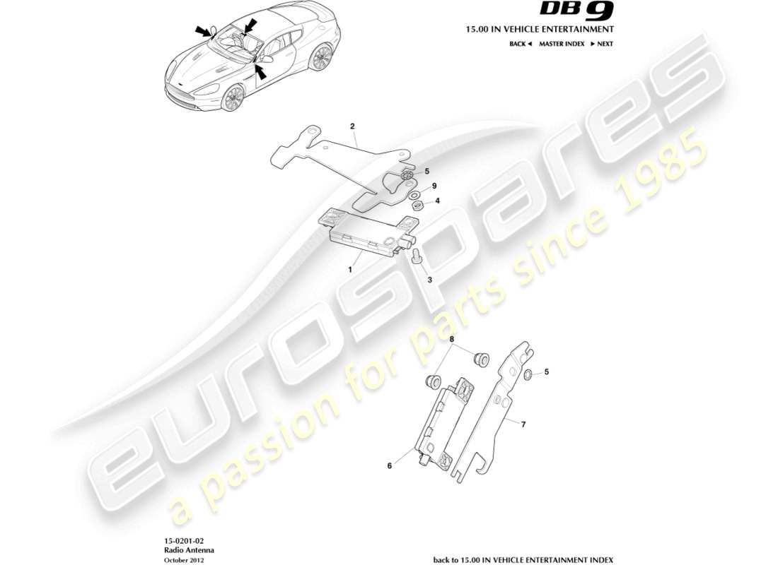 aston martin db9 (2016) radio antenna part diagram