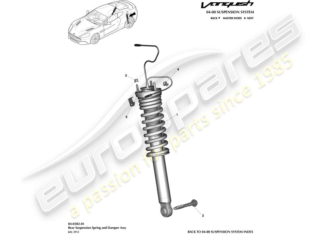 aston martin vanquish (2018) rear spring & damper part diagram