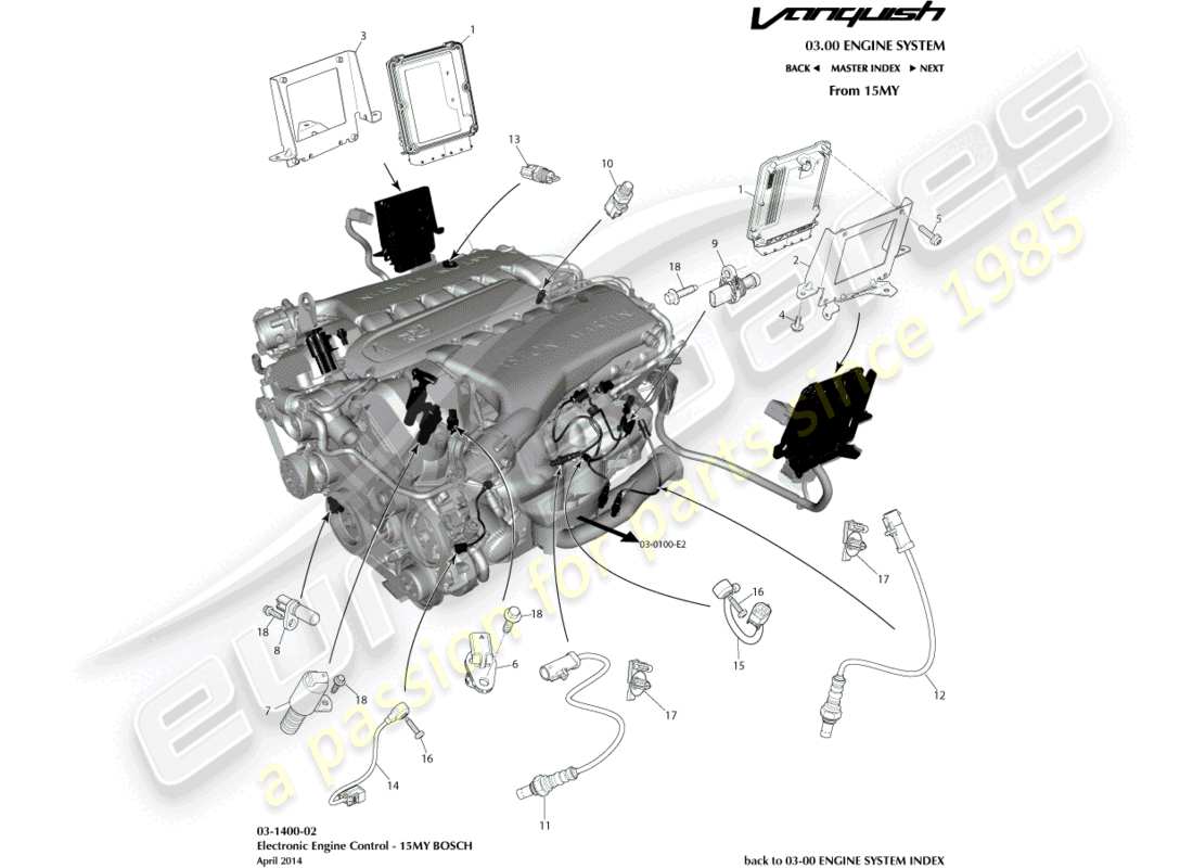 aston martin vanquish (2018) electronic engine control, bosch part diagram