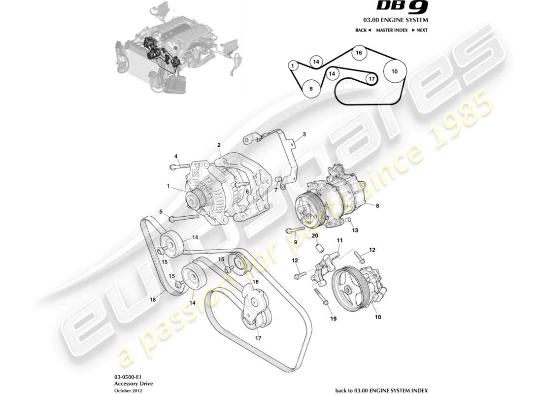 aston martin db9 (2016) accessory drive part diagram