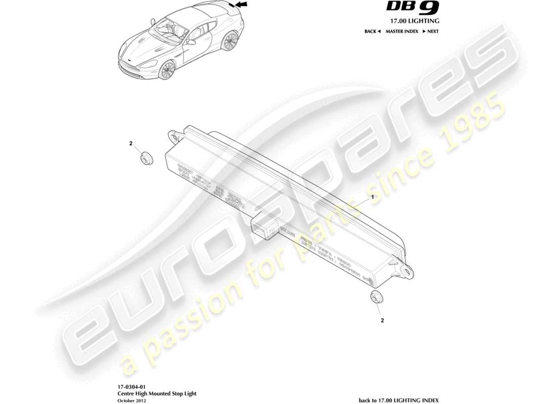 aston martin db9 (2017) high mounted stop light part diagram