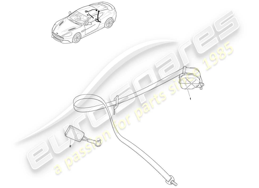 aston martin vanquish (2013) rear seat belts part diagram