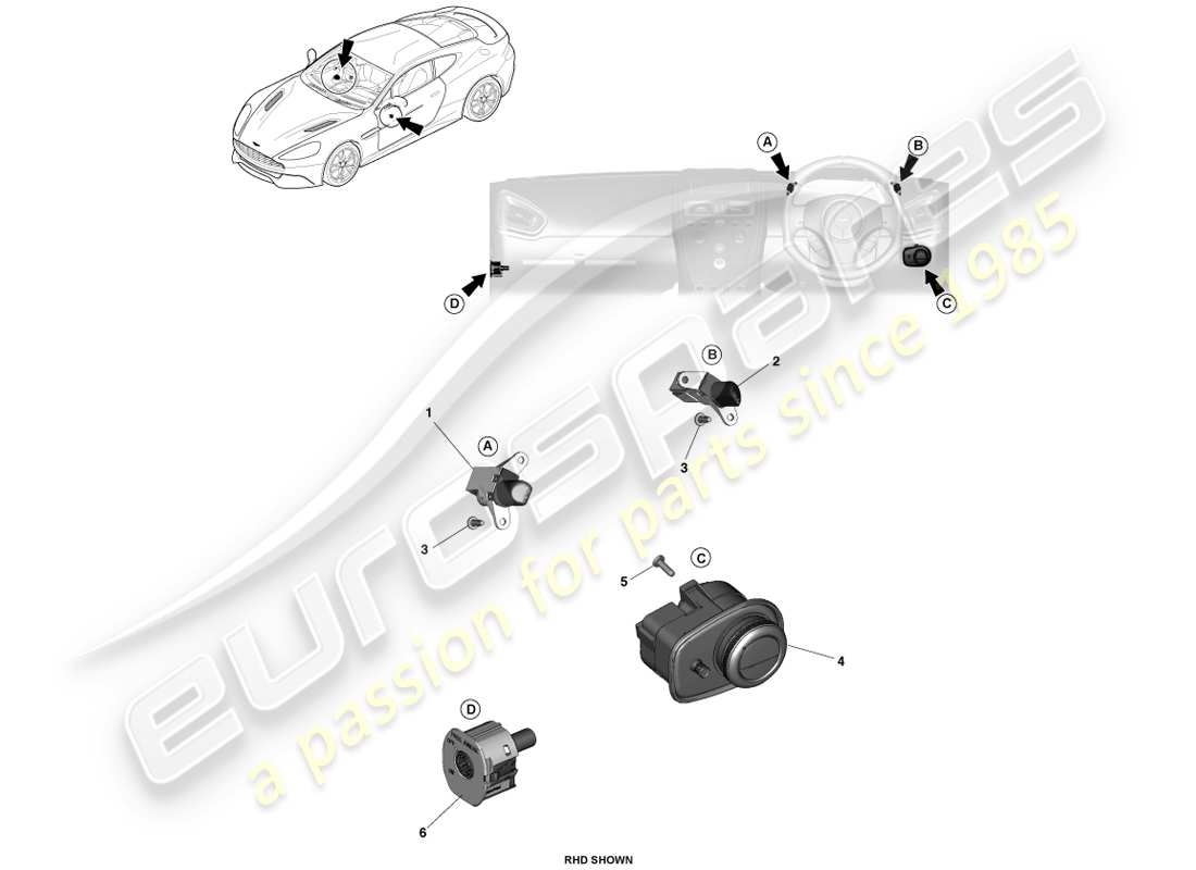 aston martin vanquish (2014) ip switches part diagram