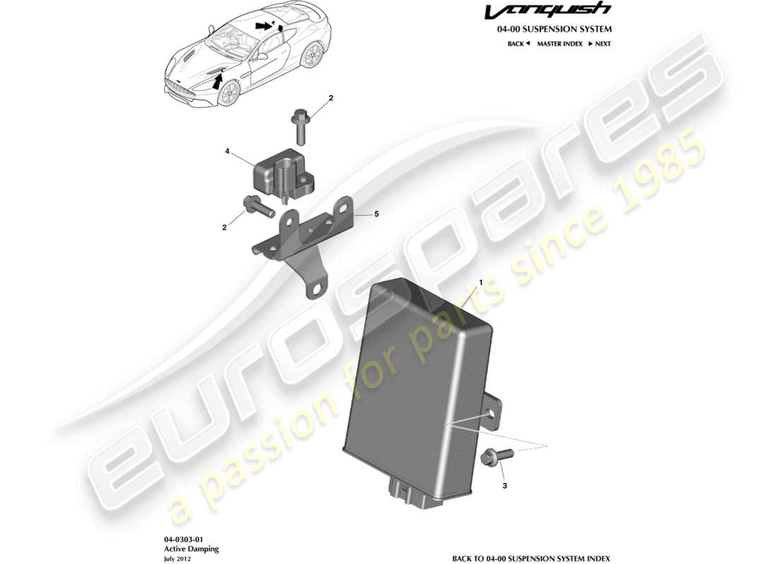 aston martin vanquish (2018) active damping module part diagram