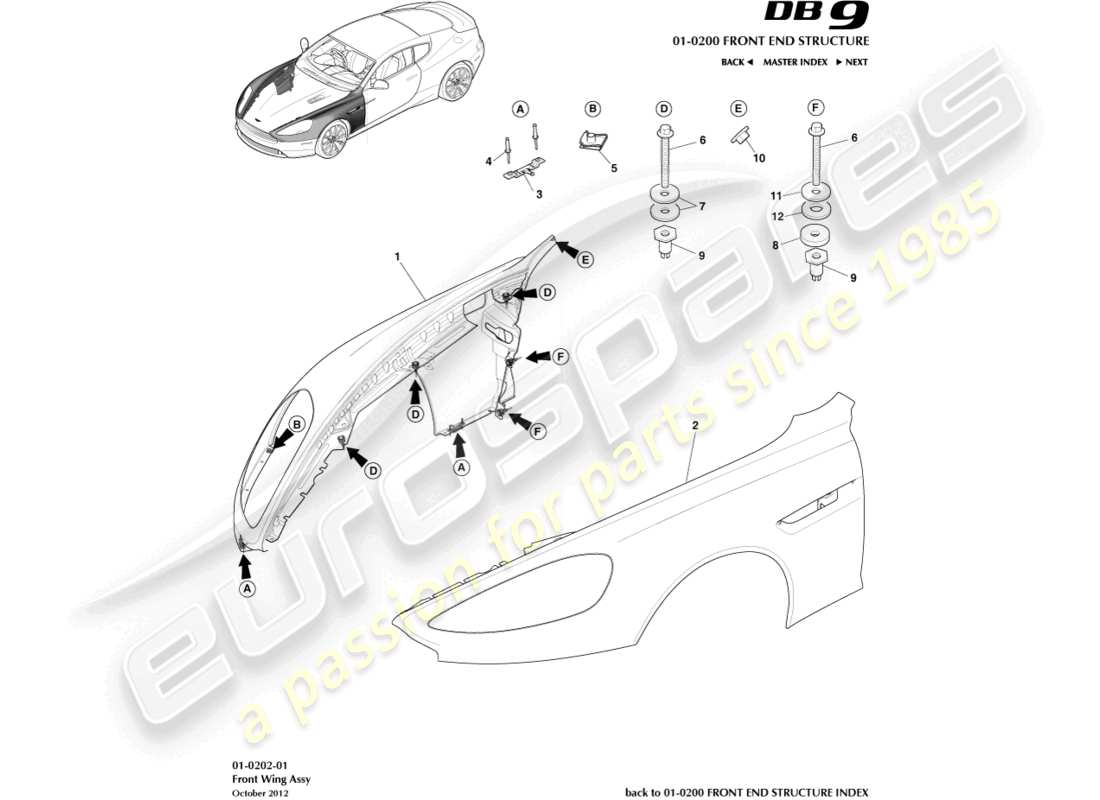 aston martin db9 (2015) front wings part diagram
