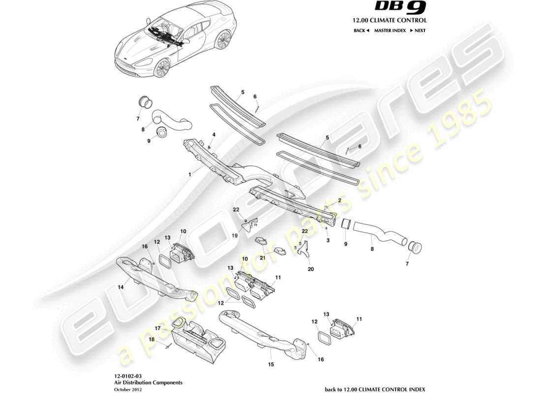 aston martin db9 (2015) air distribution components part diagram