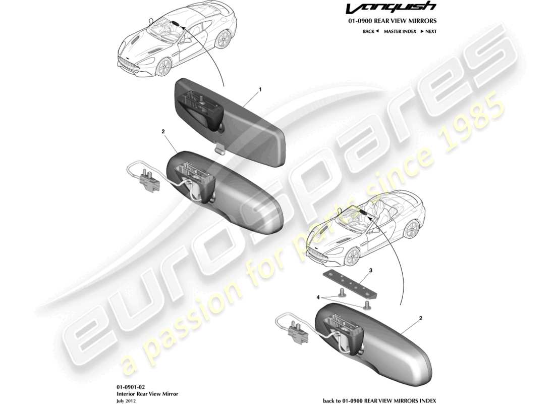 aston martin vanquish (2015) interior mirror part diagram