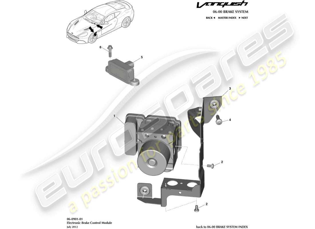 aston martin vanquish (2018) electronic brake module part diagram