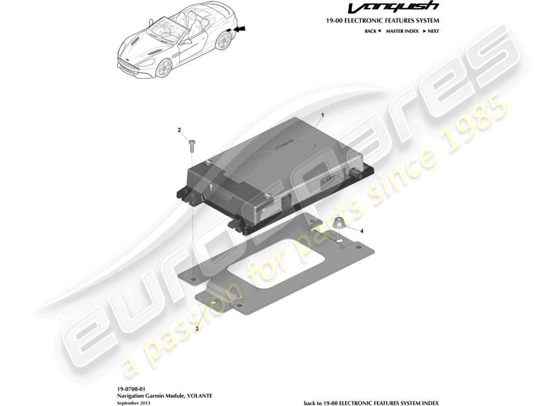 aston martin vanquish (2018) navigation module, volante part diagram