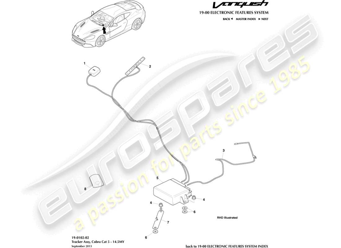 aston martin vanquish (2016) cat-5 tracker, 14.5my part diagram