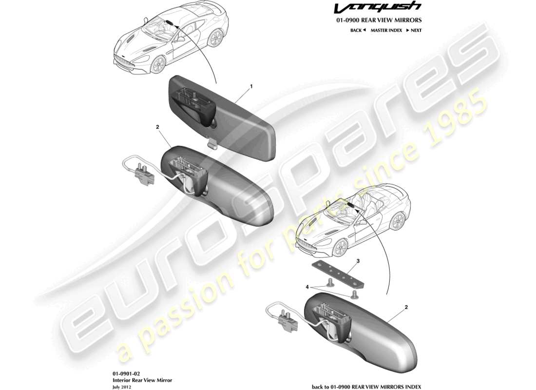 aston martin vanquish (2018) interior mirror part diagram