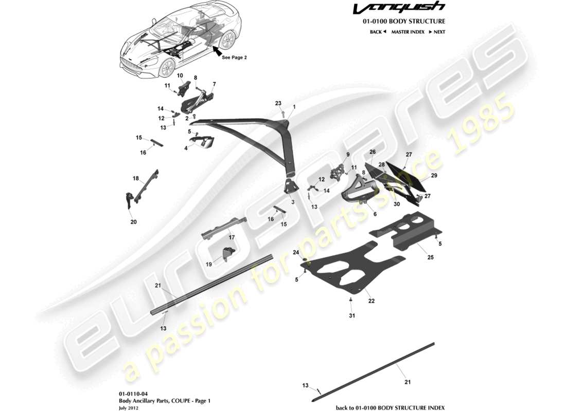 aston martin vanquish (2016) ancillary parts, coupe, page 1 part diagram