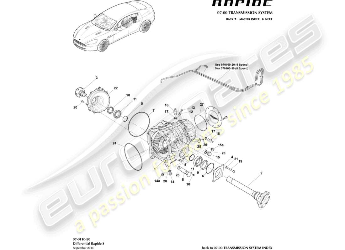 aston martin rapide (2010) differential, s part diagram