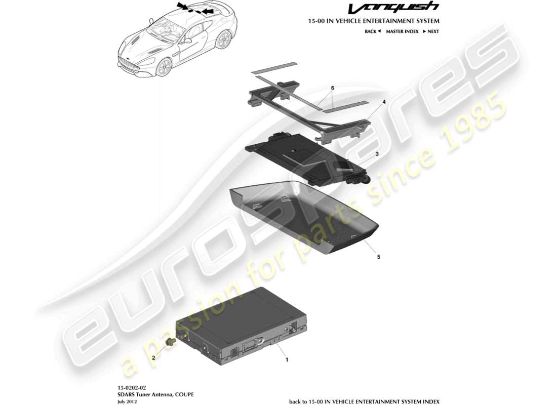 aston martin vanquish (2016) sdars tuner, coupe part diagram