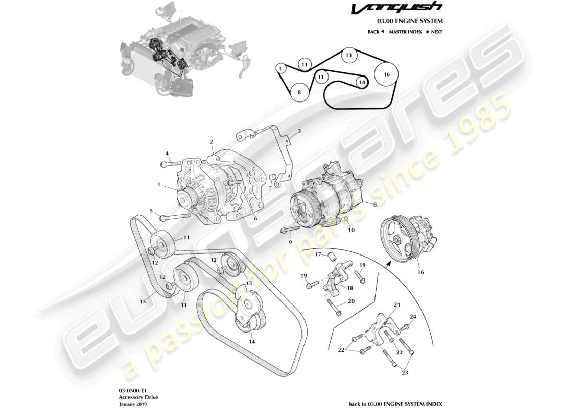 aston martin vanquish (2016) accessory drive part diagram