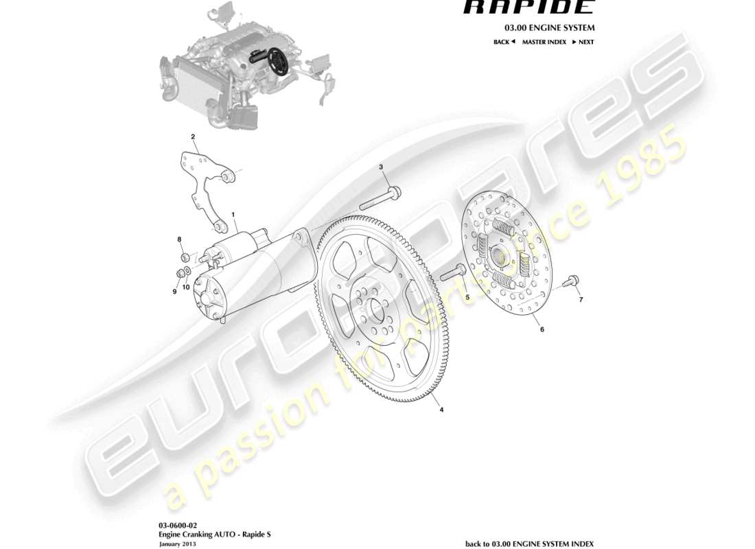 aston martin rapide (2010) engine cranking, auto parts diagram