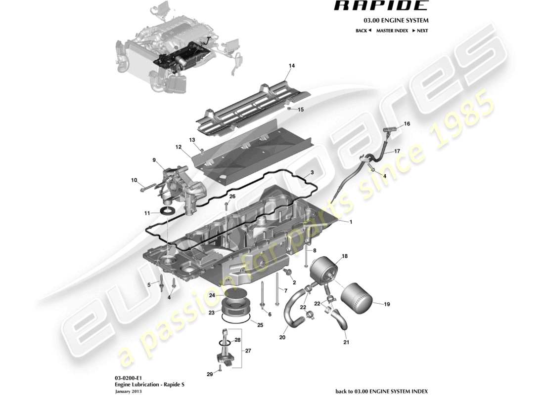 aston martin rapide (2017) engine lubrication part diagram