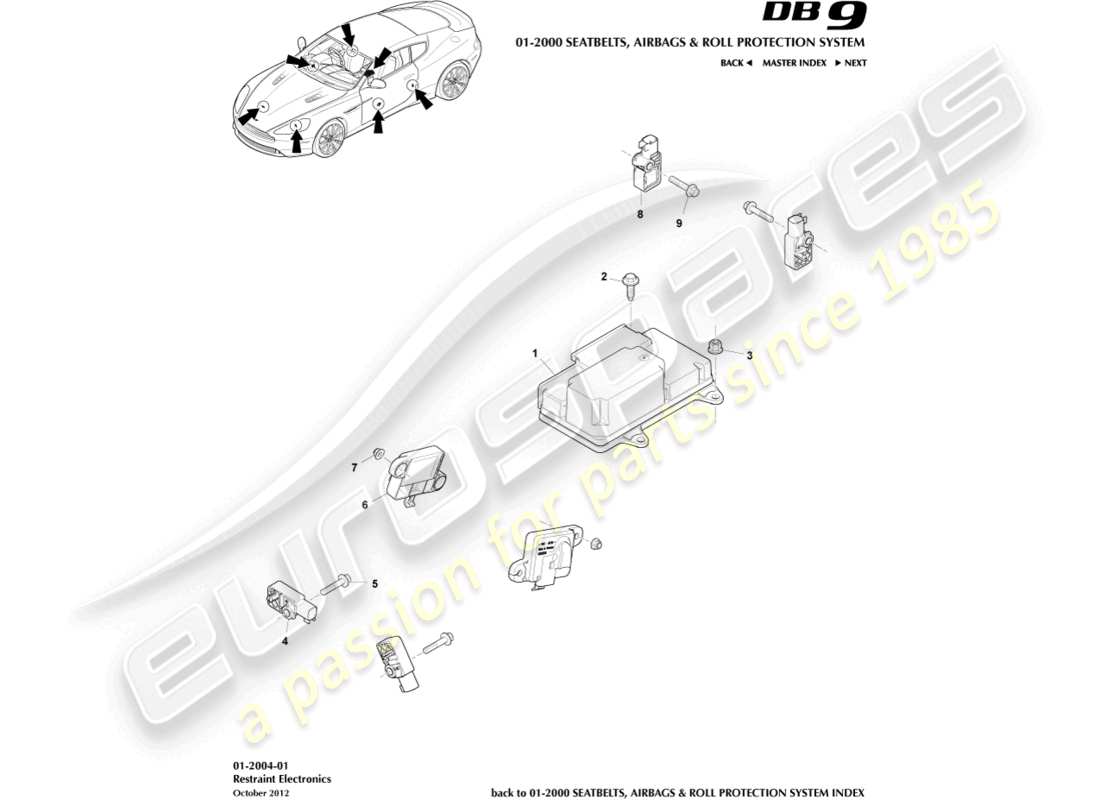 aston martin db9 (2016) restraint electronics part diagram