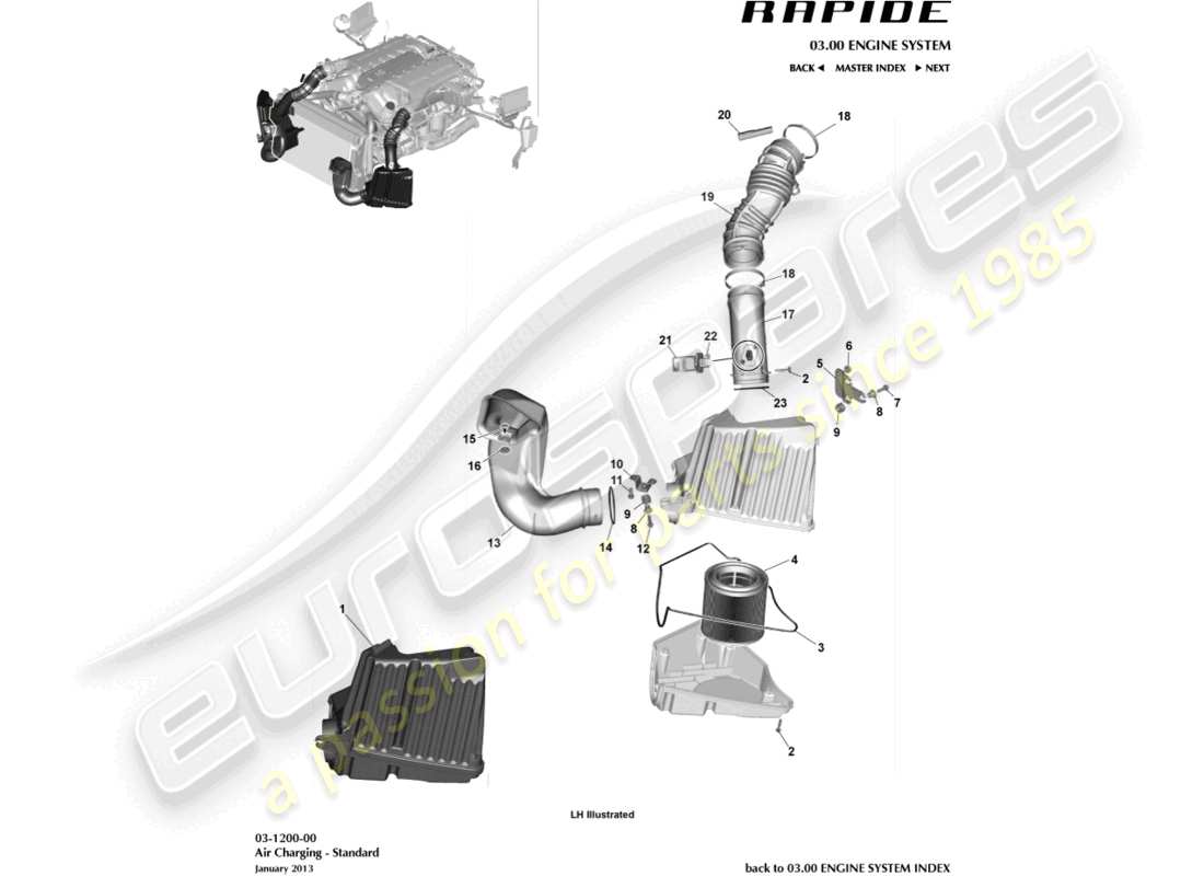 aston martin rapide (2010) air charging part diagram