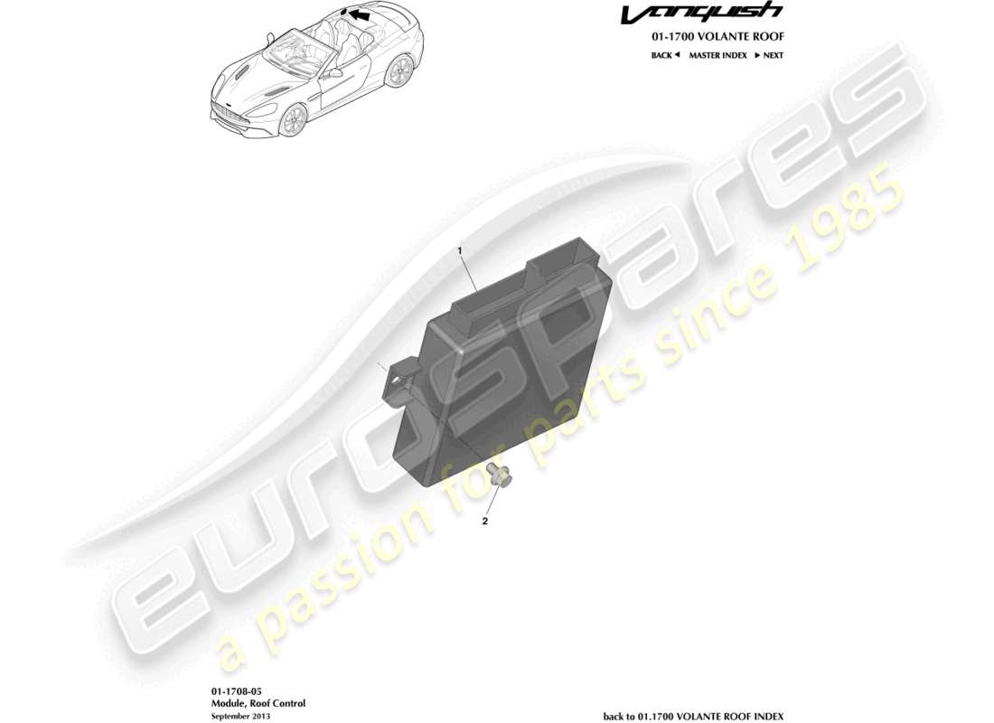 aston martin vanquish (2016) roof control module part diagram