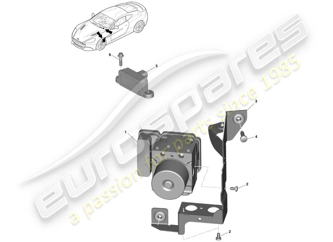 aston martin vanquish (2013) electronic brake module part diagram