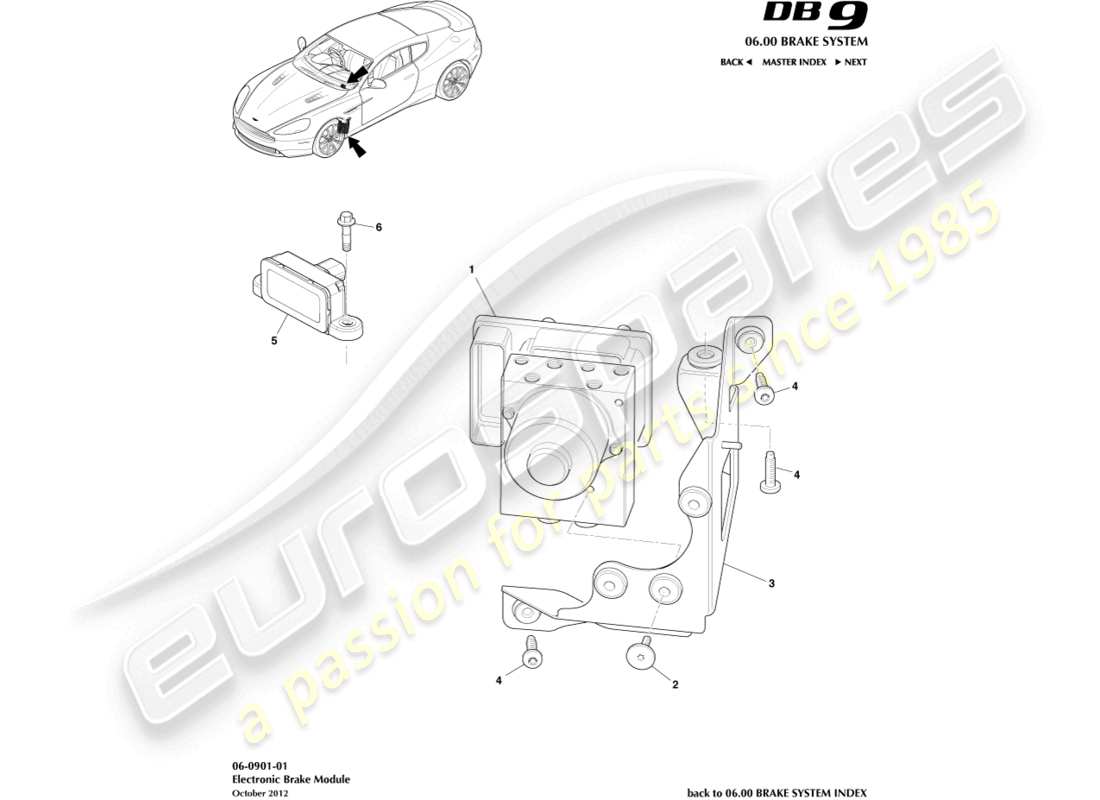 aston martin db9 (2015) electronic brake module part diagram