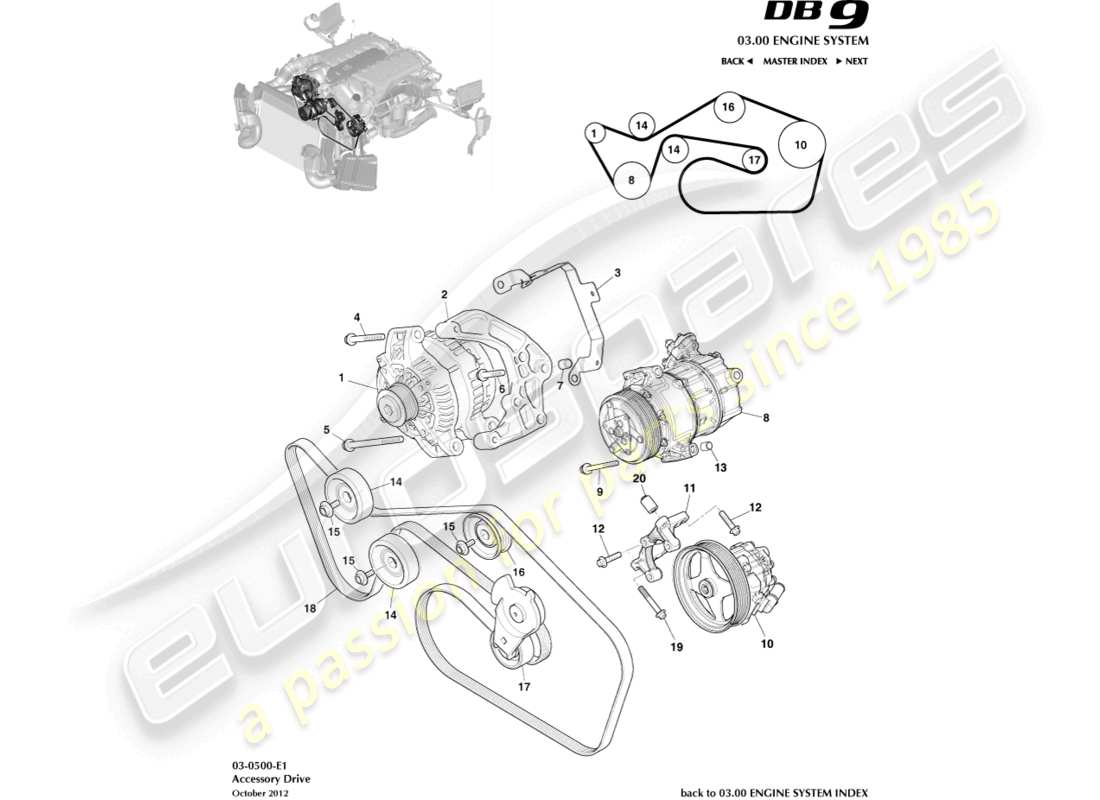 aston martin db9 (2015) accessory drive part diagram