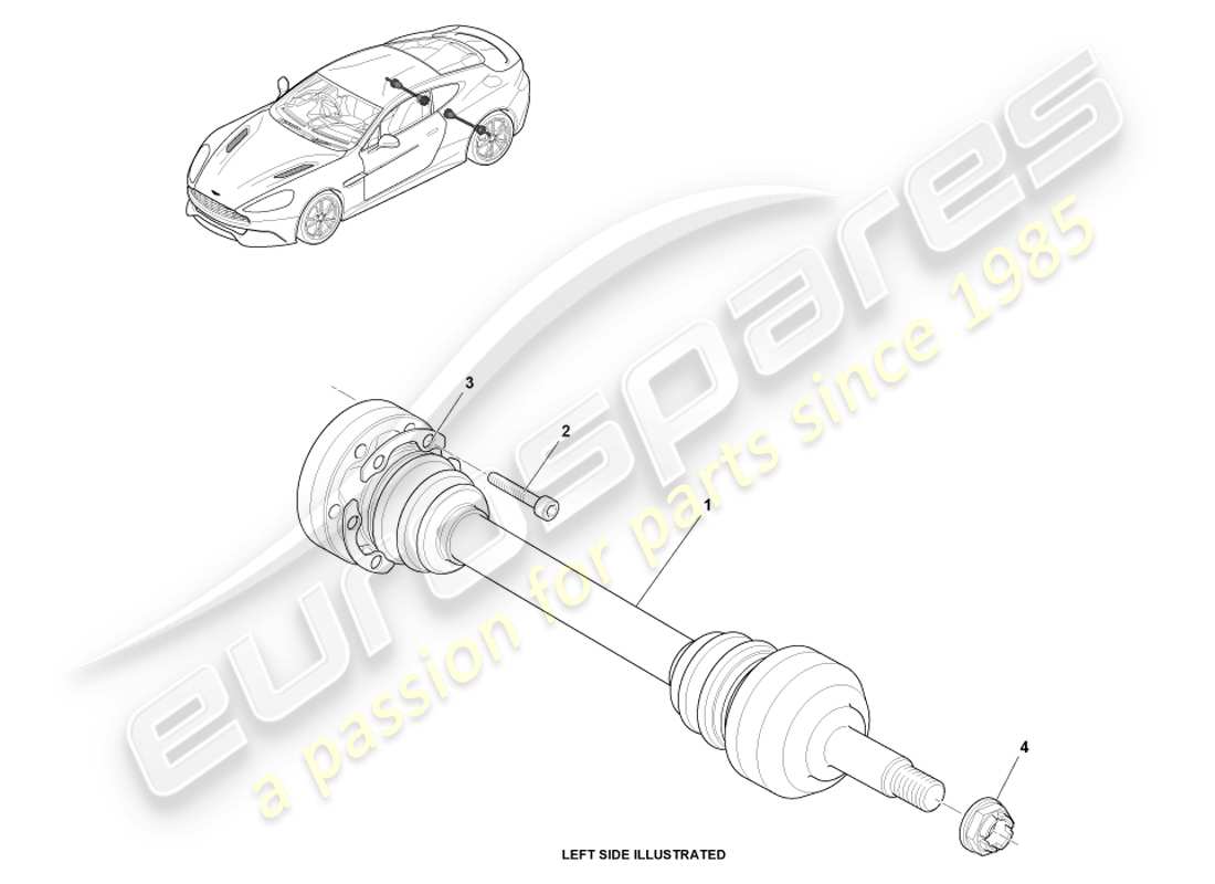 aston martin vanquish (2013) rear halfshaft assembly part diagram