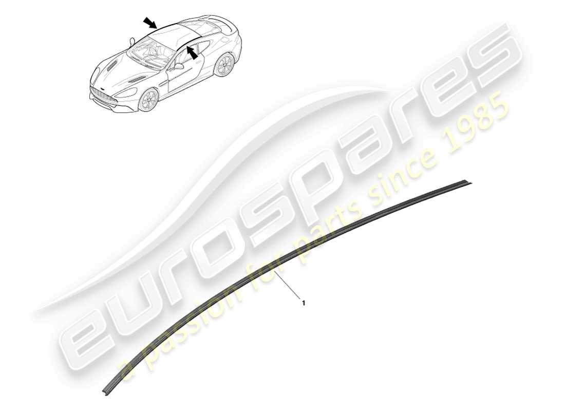 aston martin vanquish (2013) roof opening weatherstrip, volante part diagram