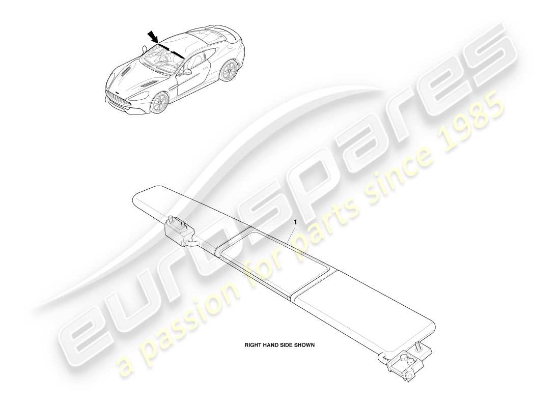 aston martin vanquish (2013) sunvisors part diagram