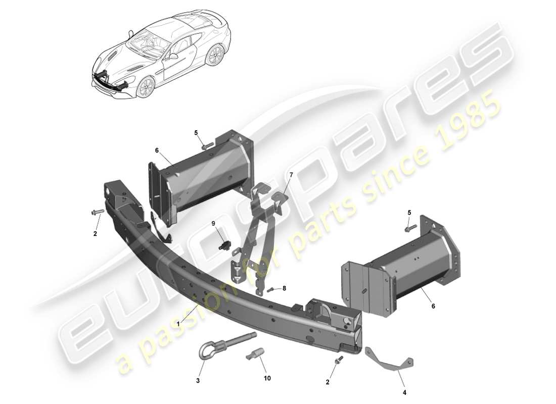 aston martin vanquish (2014) front bumper structure, row part diagram