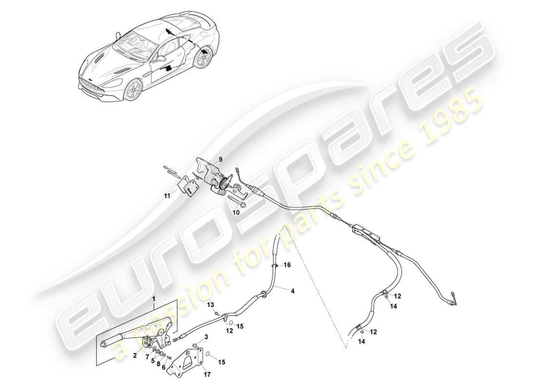 aston martin vanquish (2013) parking brake, lhd part diagram