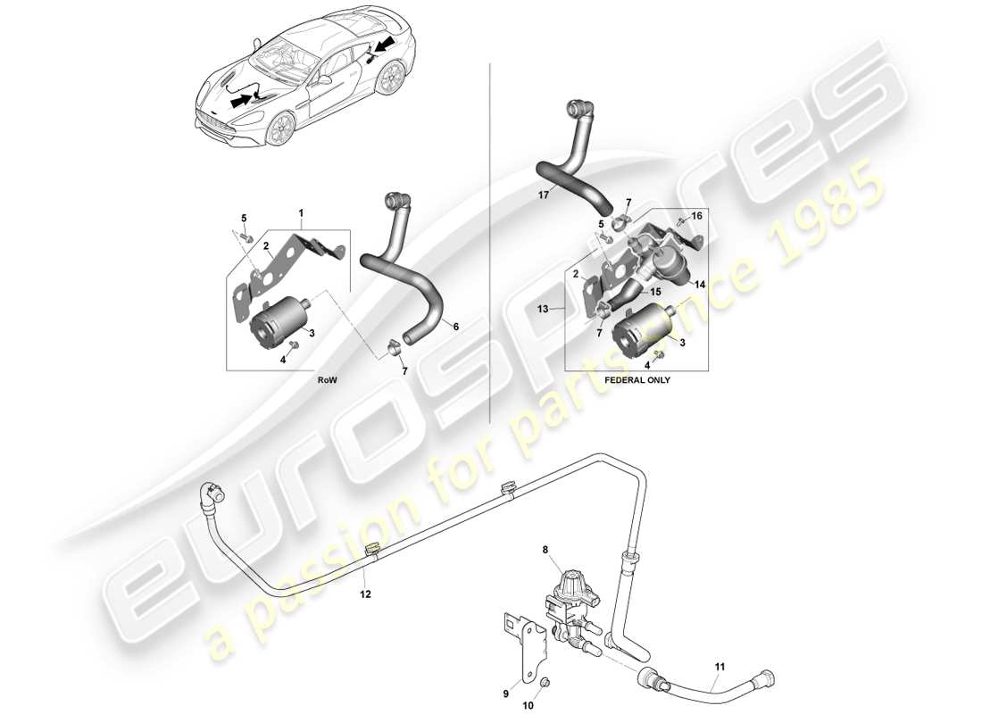 aston martin vanquish (2013) evaporative emissions part diagram