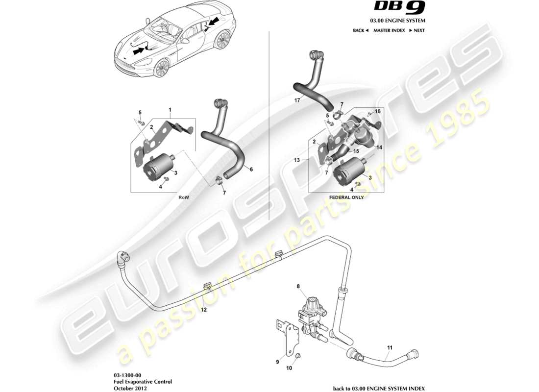 aston martin db9 (2015) evaporative emissions part diagram