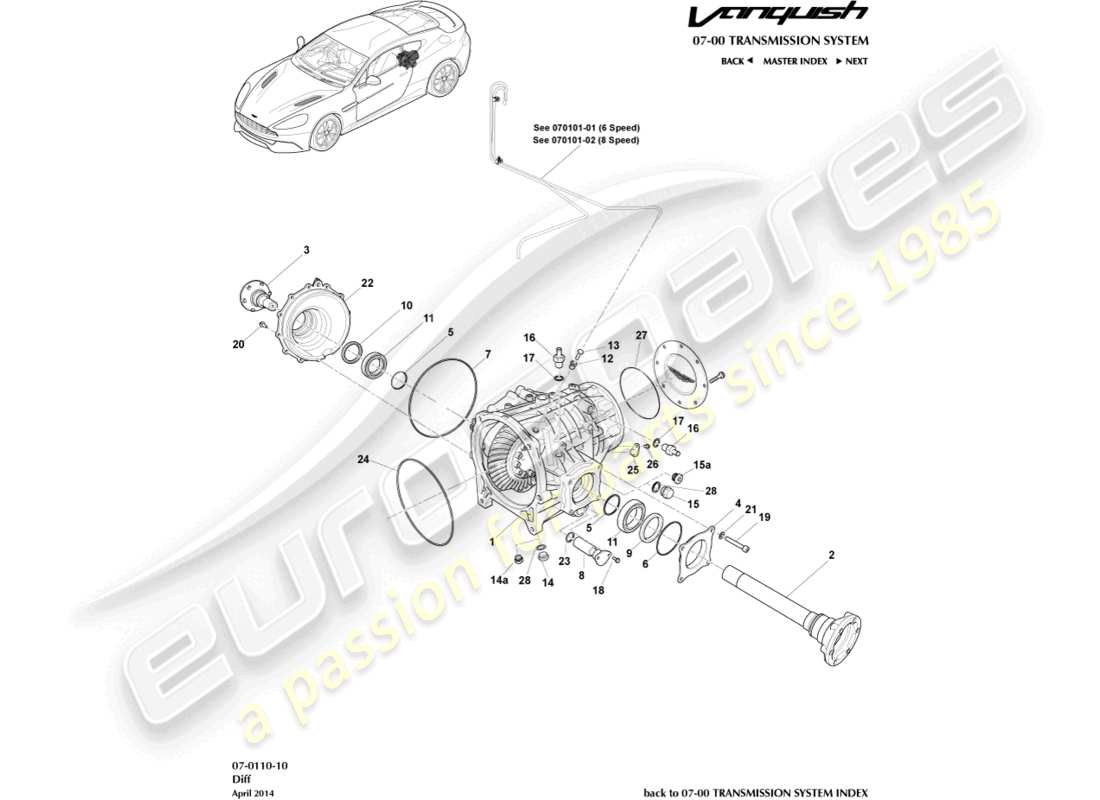 aston martin vanquish (2016) differential part diagram