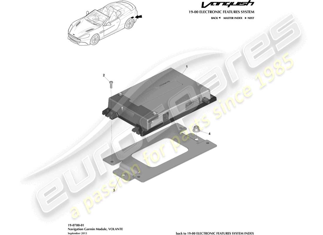 aston martin vanquish (2015) navigation module, volante part diagram