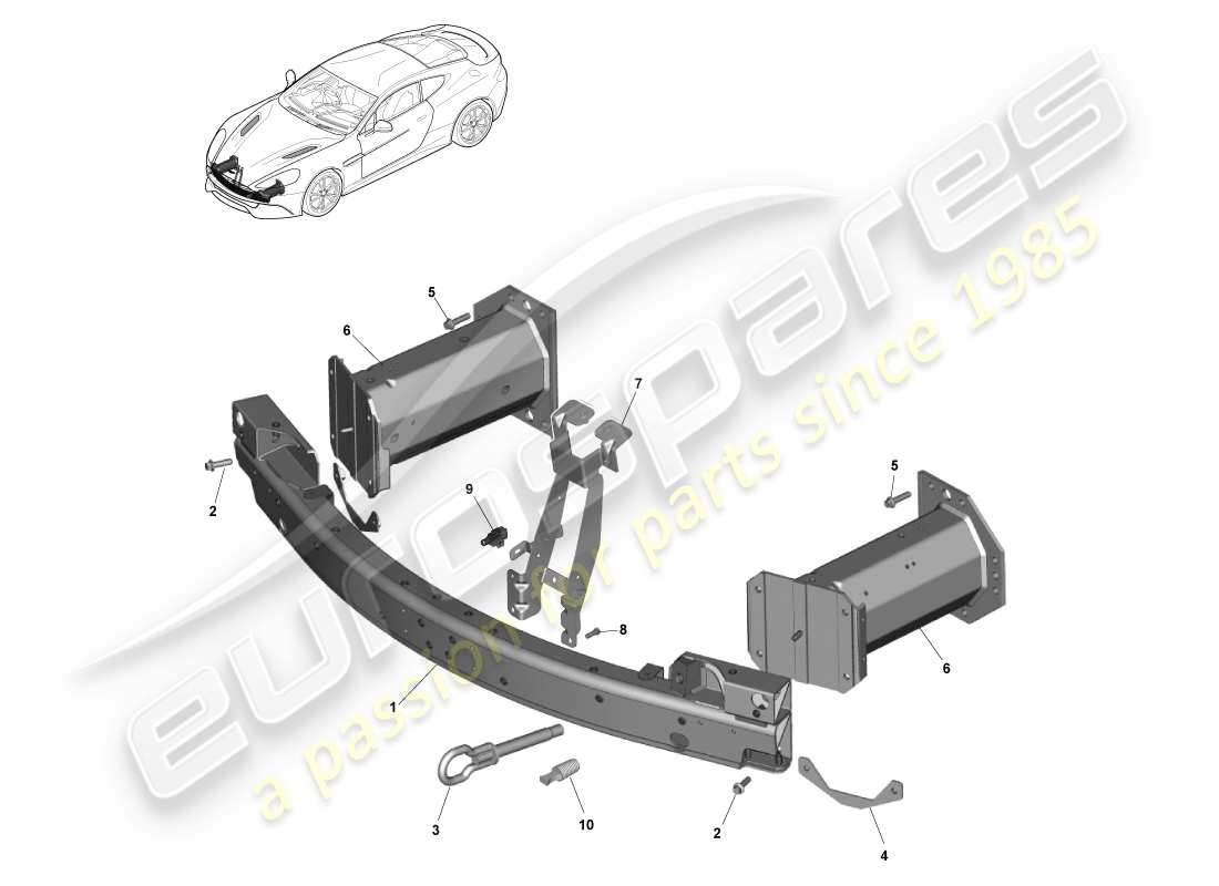 aston martin vanquish (2013) front bumper structure, row part diagram