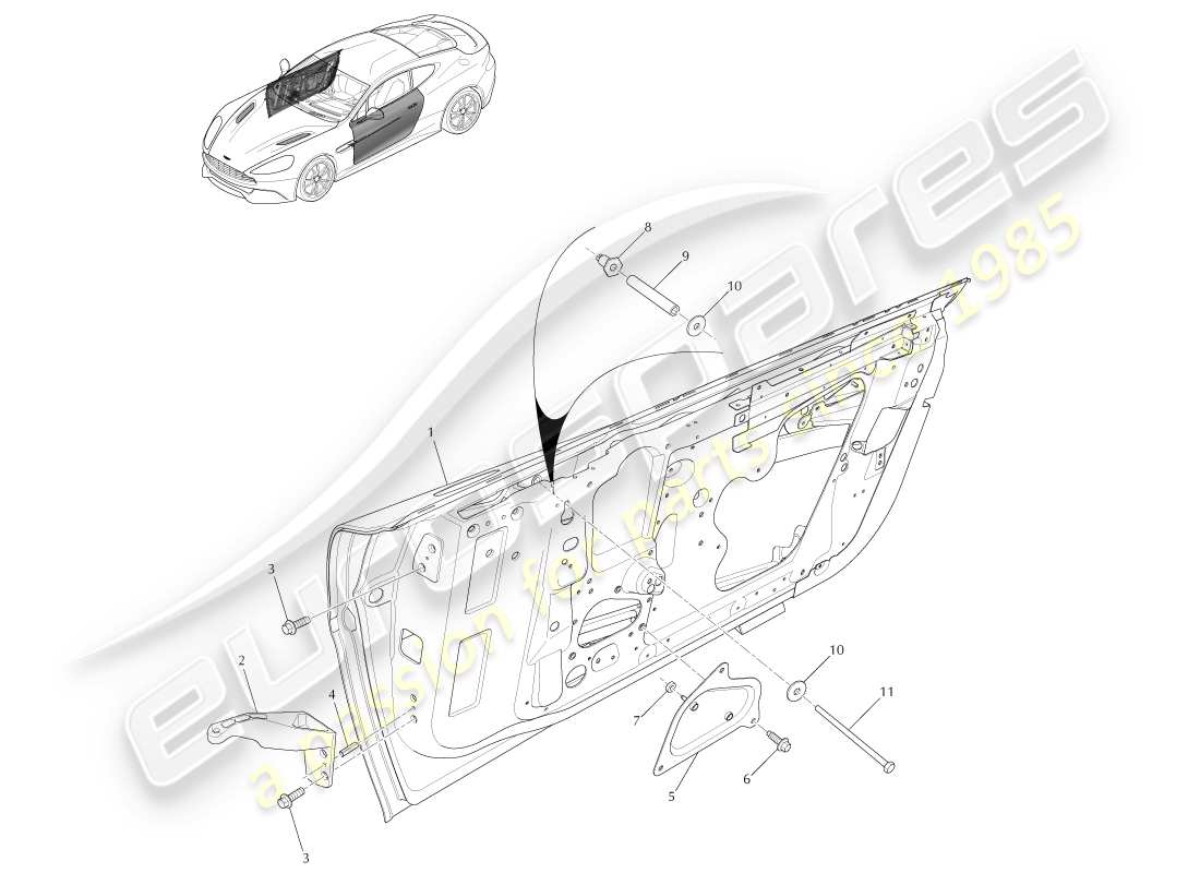 aston martin vanquish (2013) front door assembly part diagram