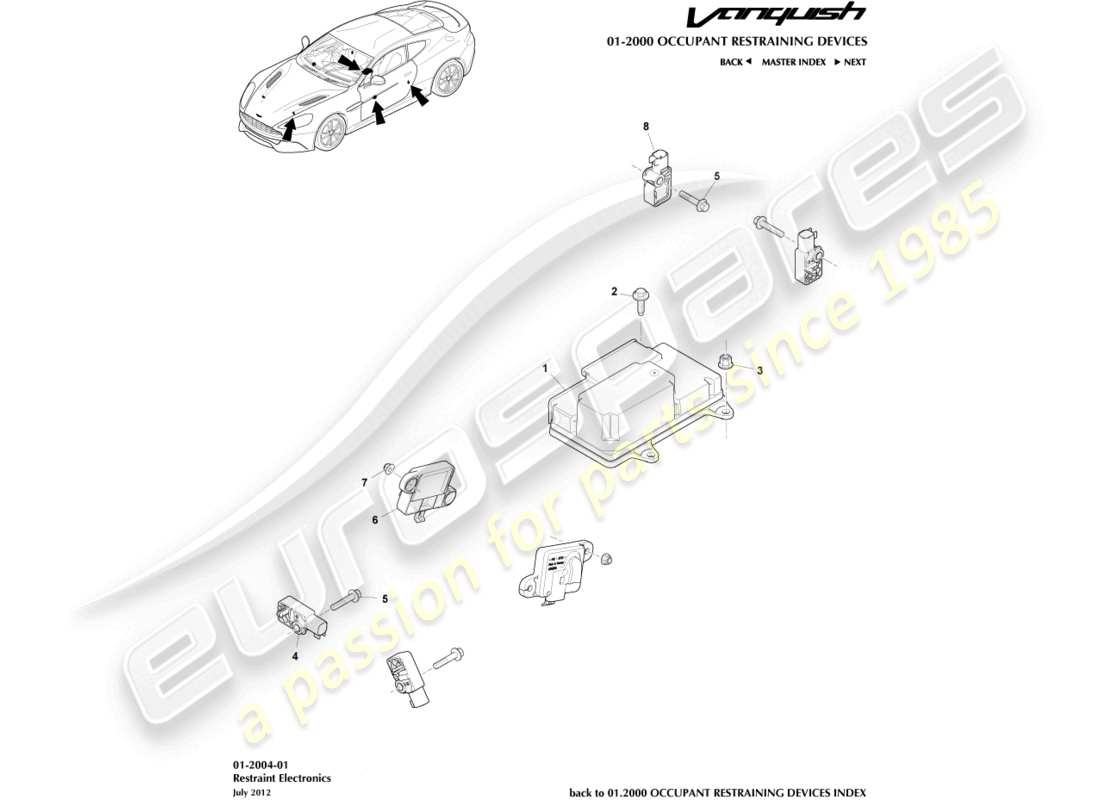 aston martin vanquish (2018) restraint electronics part diagram