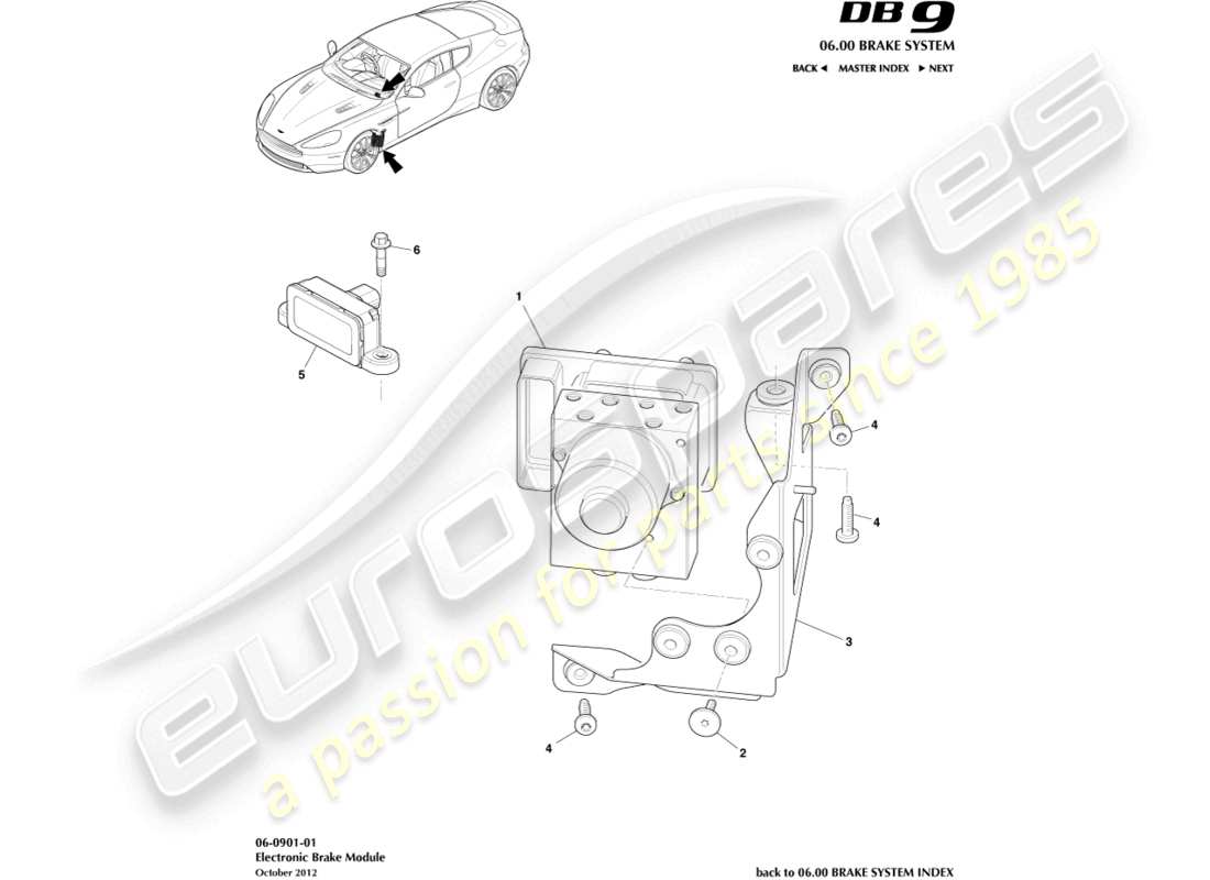 aston martin db9 (2016) electronic brake module part diagram