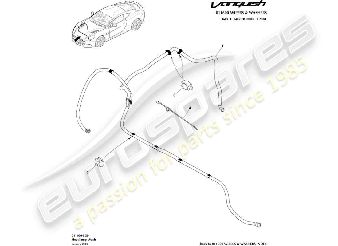 aston martin vanquish (2016) headlamp wash part diagram