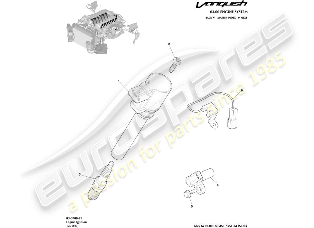 aston martin vanquish (2016) ignition part diagram