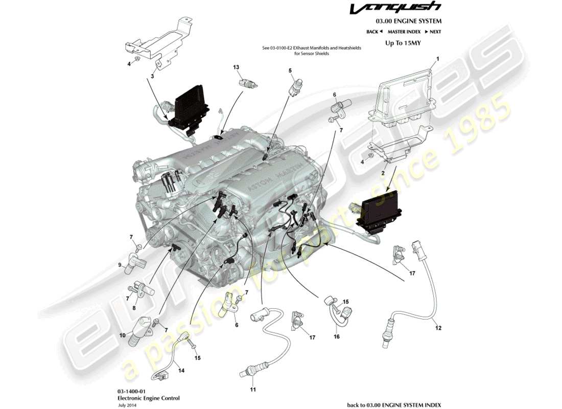 aston martin vanquish (2018) electronic engine control part diagram