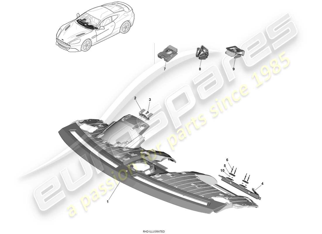 aston martin vanquish (2014) ip substrate part diagram