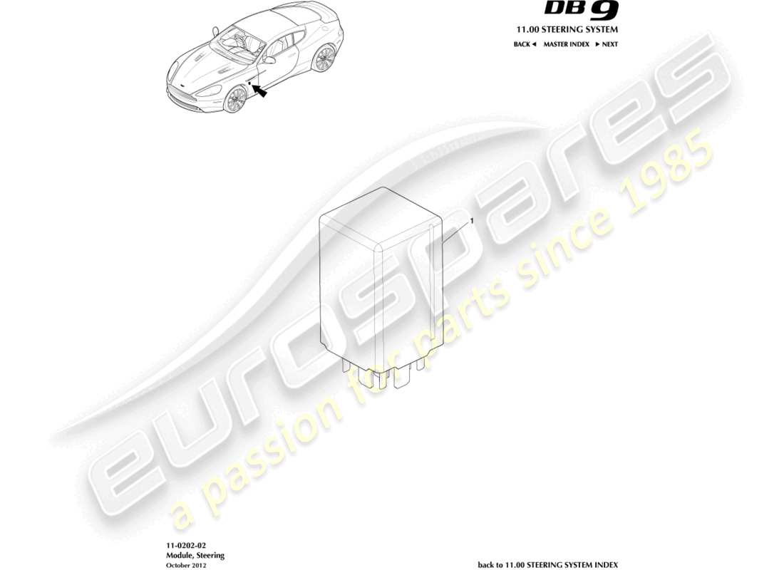 aston martin db9 (2016) steering module part diagram