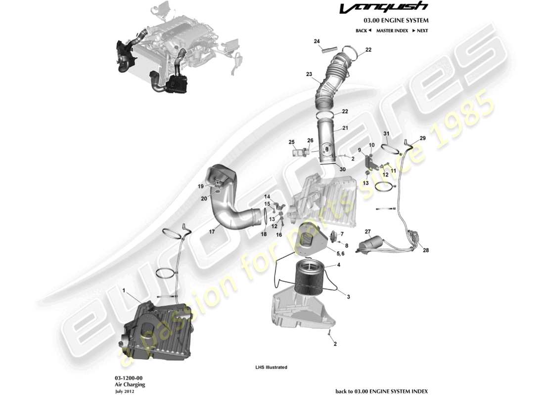 aston martin vanquish (2018) air charging part diagram