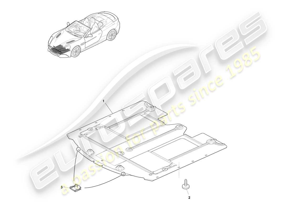 aston martin vanquish (2013) front undertray, volante part diagram