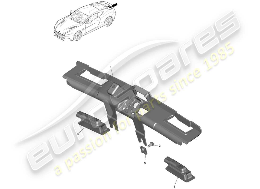 aston martin vanquish (2013) license plate lamps part diagram